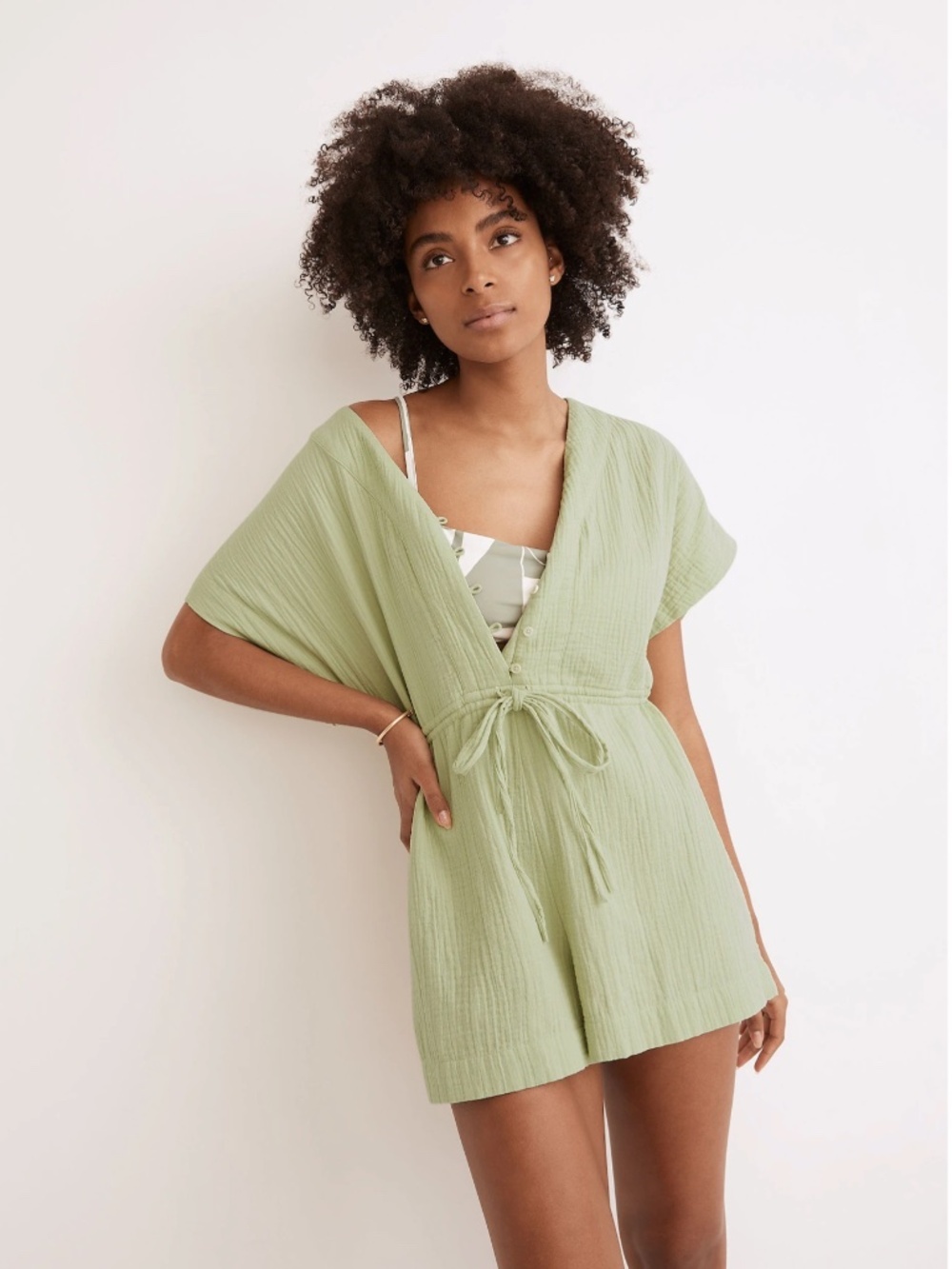 Madewell Lightestspun Cover-Up Drawstring Romper - XS NWT
